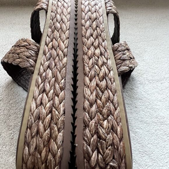 Splendid Goldi Braided Espresso Brown Raffia Sandals Women 9 Platform Wide Strap - Picture 6 of 16